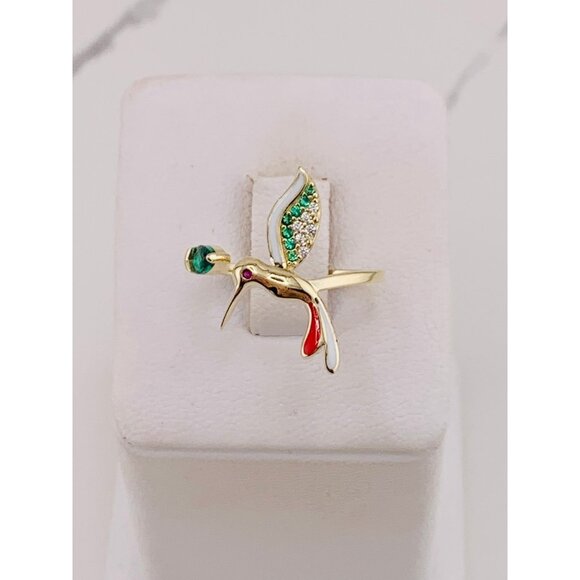 ❤️ 10k solid gold hummingbird ❤️ Size 7 or 8 - can be adjusted colibri - Picture 1 of 9